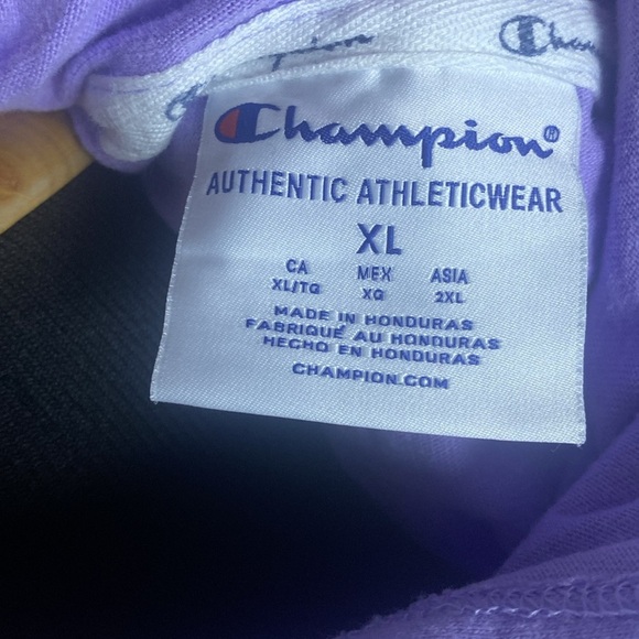 Champion Women’s Long Sleeve Hooded Tee w Kangaroo Pocket Purples & Pinks sz XL - Picture 7 of 7